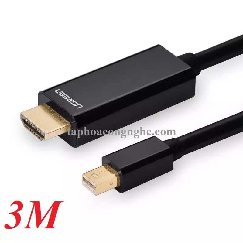 Ugreen 10436 3M màu Đen Cáp chuyển đổi Mini DP sang HDMI hỗ trợ phân phải 1080P MD101 30010436